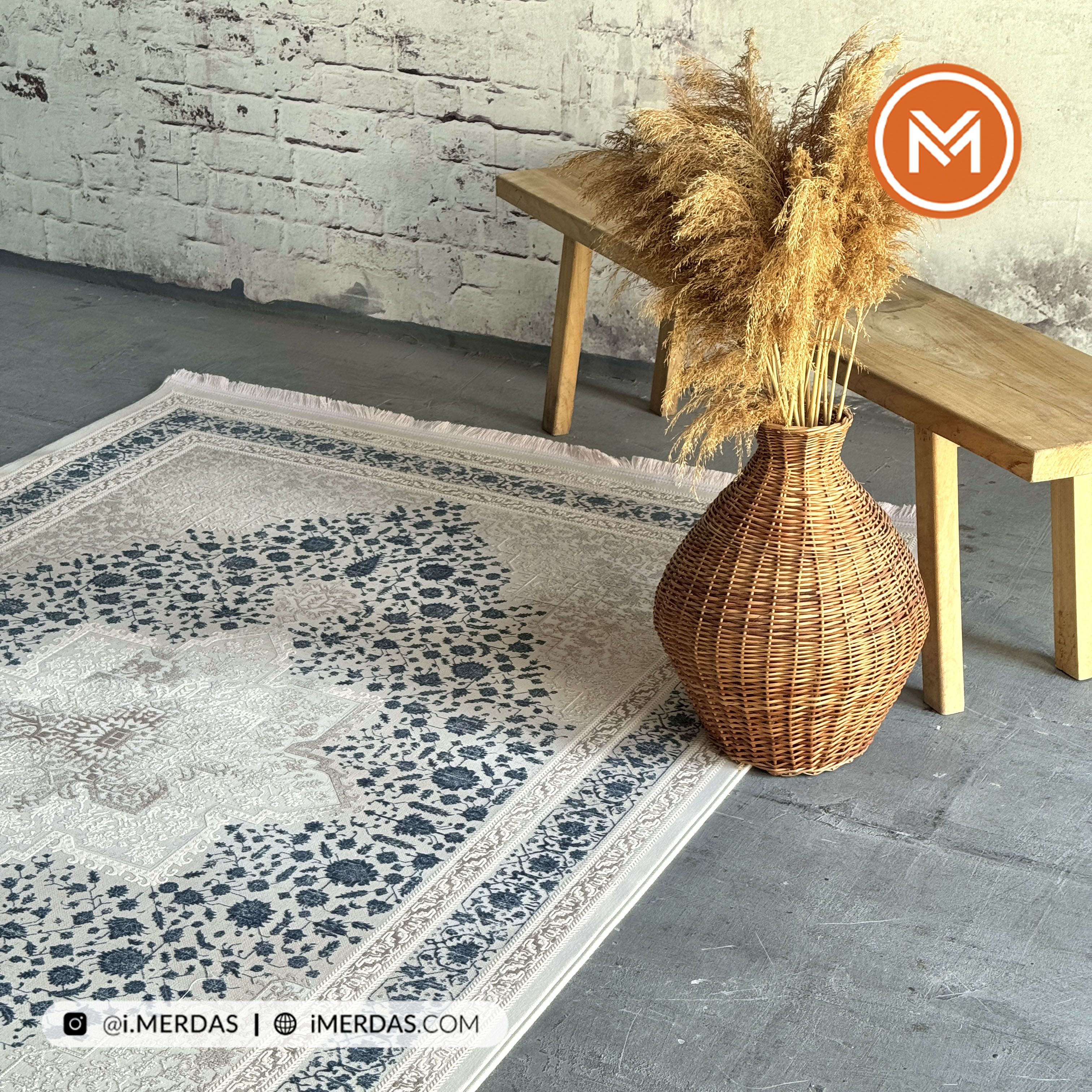 فرش وینتیج کد 10AV0200 زمینه آبی